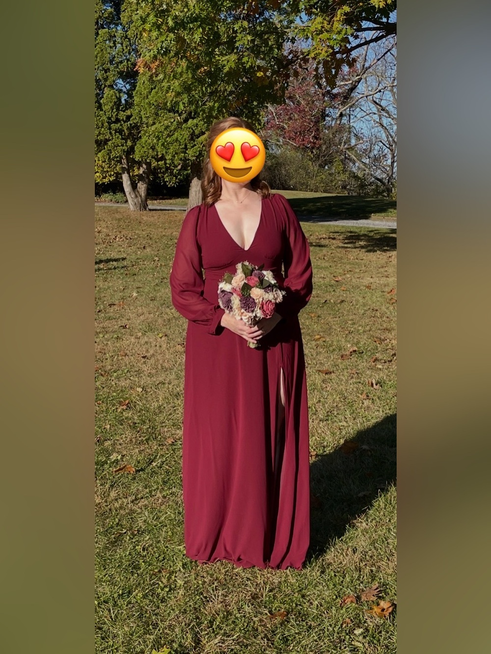Lulu's Burgundy Long Sleeve Bridesmaid Dress - Picture 5 of 6